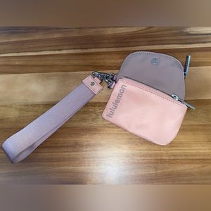Lululemon dual pouch wristlet in pastel pink and twilight rose